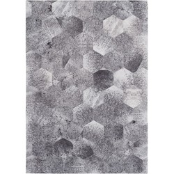 Vercai Rugs Nova Patchwork Collectie - Laagpolig Vloerkleed - Dierenhuid Tapijt voor Woonkamer - Polyester - Grijs - 120x170 cm