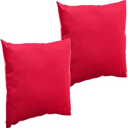 Set van 4x stuks bank/sier/tuin kussens voor binnen en buiten in de kleur rood 40 x 40 x 10 cm - tuinstoelkussens