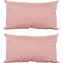 Anna's Collection Sierkussen voor binnen en buiten - 2x - oud roze - 30 x 50 cm - tuinkussen - Sierkussens