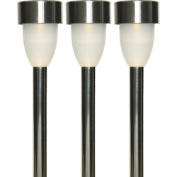 3x Buitenlamp/tuinlamp Nova 26 cm RVS op steker - Prikspotjes