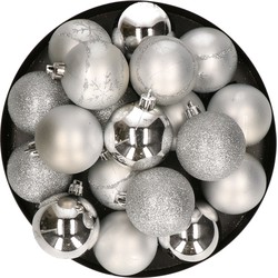 Kunststof kerstballen 20x stuks zilver mix 6 cm - Kerstbal