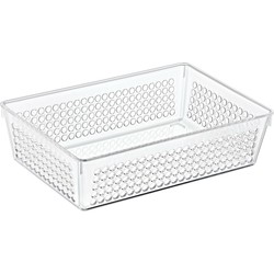 Organizer/opbergmandje - kunststof - transparant - 2.3L - 23 x 15 x 6 cm - Opbergmanden