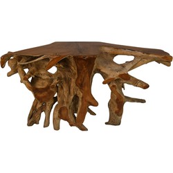 HSM Collection-Wandtafel Teak Root Flower-150x40x80-Naturel-Teak