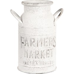 Clayre & Eef Decoratie Melkbus  18x15x27 cm Wit Metaal Rond Farmers Market Melkkan