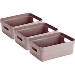 Sunware Opbergbox - 3x - kunststof - roze - 9 liter - Opbergbox