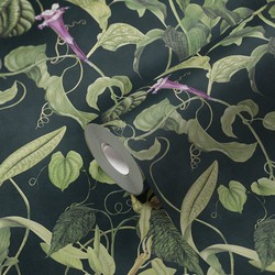 Livingwalls behang jungle-motief groen, zwart en lila paars - 53 cm x 10,05 m - AS-379884