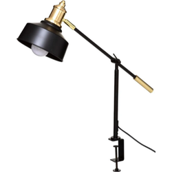 Bureaulamp met klem zwart en goudkleurig metaal hoogte 50cm