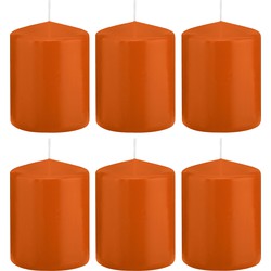 6x Kaarsen oranje 6 x 8 cm 29 branduren sfeerkaarsen - Stompkaarsen