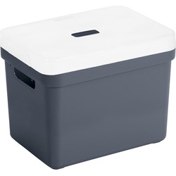 Opbergboxen/opbergmanden donkerblauw van 18 liter kunststof met transparante deksel - Opbergbox