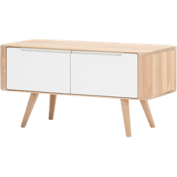Ena storage bench houten opbergbankje whitewash - 90 x 42 cm