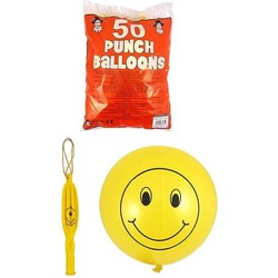 50 STUKS | Smiley Bounce Ballonnen | Traktatie / Uitdeelcadeautjes | Jongens & Meisjes | Kleur: Geel |  (50 stuks)