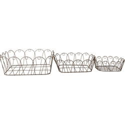 Clayre & Eef Decoratie schaal Set van 3 Bruin IJzer