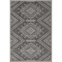 Vercai Rugs Terrace Collectie - Laagpolig Vloerkleed - Tapijt voor Binnen en Buiten - Polypropyleen - Pebble / Grijs - 200x290 cm