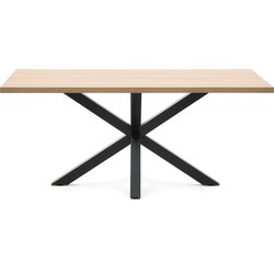 Kave Home - Argo tafel afgewerkt in naturel melamine en stalen poten met zwarte afwerking 180 x 100 cm