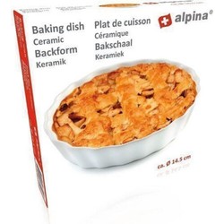 Alpina Taartvorm Ovenschaal - 2 Stuks - Rond - Wit - Keramiek - 14,5 diameter - Appeltaart vorm - Appeltaart vorm klein - Ovenschaal taartvorm - Ovenschaal rond - Ovenschaaltjes klein - Ovenschaal 1 persoon - Bakken