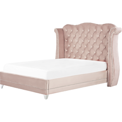 Beliani AYETTE - Tweepersoonsbed-Roze-Fluweel