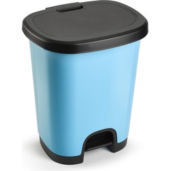 PlasticForte Pedaalemmer - kunststof - zwart-blauw - 18 liter - Pedaalemmers