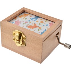 Clayre & Eef Muziekdoos 9x6x4 cm Wit Beige Hout