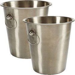 Set van 2x stuks RVS champagnekoeler/ijsemmer 21 cm - IJsemmers