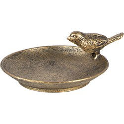 Clayre & Eef Decoratie schaal Goudkleurig Metaal Vogel