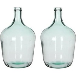2x Mica flesvormige bloemenvazen/decoratie vazen/boeketvazen 18 x 30 cm transparant glas - Vazen