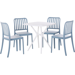 SERSALE  - Tuinset voor 4 - Wit/Blauw - SMC (kunststof)