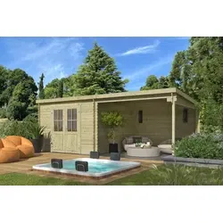 Outdoor Life blokhut Orlando groen geïmpregneerd, 581 x 292 cm