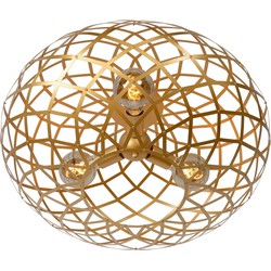 Grote mat gouden/messing plafondlamp diameter 65cm met 3xE27