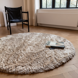 Rond hoogpolig vloerkleed Fender beige - Polyester - Rond 240 Ø - (XL)