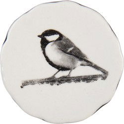 Clayre & Eef Deurknop Wit Zwart Keramiek Vogel