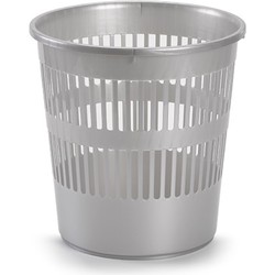 Afvalbak/vuilnisbak plastic zilver 28 cm - Prullenmanden