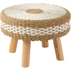 J-line - Stoel Rond Zeegras Wit/naturel - 79x79x54.5cm