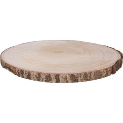 HBX Natural Living Kaarsenbord/decoratie dienblad - houten boomschijf - D45 x H3 cm - Kaarsenplateaus