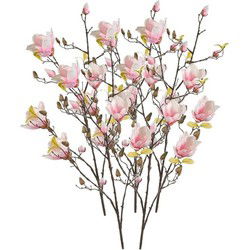 Kunstbloem - 5x - Magnolia - op tak - 105 cm - roze - sierbloemen - Kunstbloemen