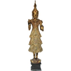 Fine Asianliving Shan Royal Staande Thaise Boeddha Volledig Goud