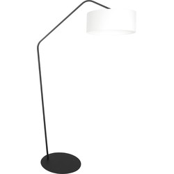 Anne Lighting - vloerlamp - ZigZag - wit zwart - linnen metaal - booglamp - E27 - 4237ZW