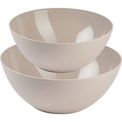 Plasticforte voedsel serveer schalen set - 2x stuks - beige - kunststof - Dia 23 en 26 cm - Serveerschalen