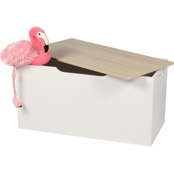MISOU Opbergbox - met Deksel - Opberger - Speelgoedbak - 80x40cm - Wit - Opbergdoos - Speelgoedkist - REMI