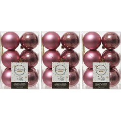 36x Kunststof kerstballen glanzend/mat oud roze 6 cm kerstboom versiering/decoratie - Kerstbal
