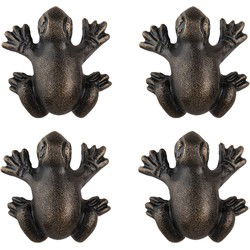 Clayre & Eef Deurknop Set van 4 Kikker Bruin IJzer