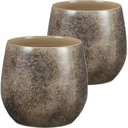 Mica Decorations Plant/bloempot - 2x - Terracotta - 24 x 22 cm - Plantenpotten