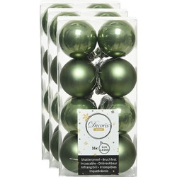 48x stuks kunststof kerstballen mos groen 4 cm glans/mat - Kerstbal