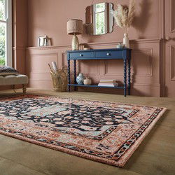 Laagpolig vloerkleed Blossom - Klassiek - Roze / Zwart - 120 x 170 cm