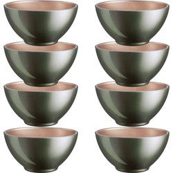 Luminarc Kommetjes/schaaltjes voor dessert/ontbijt - 8x - Glas - D13 x 6 cm - donkergroen - Kommetjes