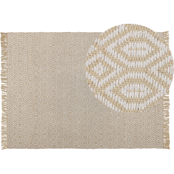 Beliani POZANTI - Laagpolig-Beige-Katoen, Jute