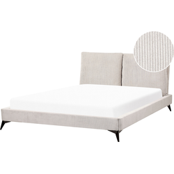 MELLE  - Tweepersoonsbed - Lichtbeige - 160 x 200 cm - Corduroy