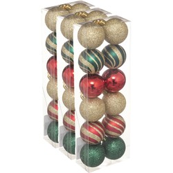 36x stuks kerstballen mix goud/rood/groen glans/mat/glitter kunststof 4 cm - Kerstbal
