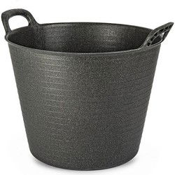 Plasticforte Flexibele emmer - zwart - 42L- kunststof - rond - 38x45cm - Wasmanden