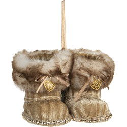 Clayre & Eef Kersthanger Schoenen 8x7x7 cm Goudkleurig Stof