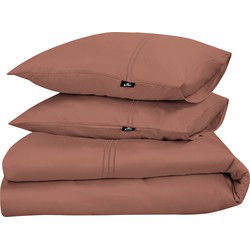 PHLOX Dekbedovertrek King Collectie - Katoen-Satijn Topkwaliteit 300 TC - 240x200/220 + 2 stuks kussensloop 60x70 - Brique roze